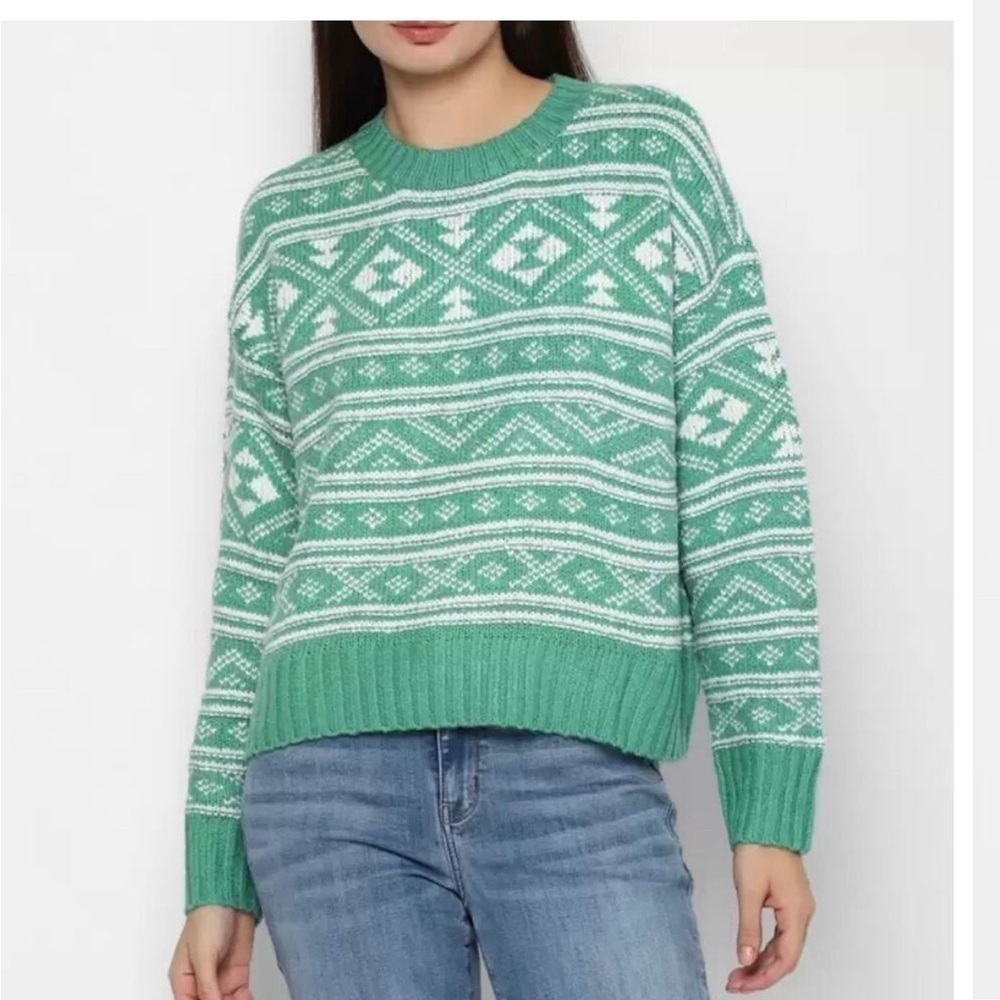 American‎ Eagle NWT sweater XL green fair isle snowdrift ski lodge winter Irish